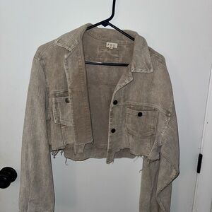 POL Women's Beige Corduroy Cropped Jacket
